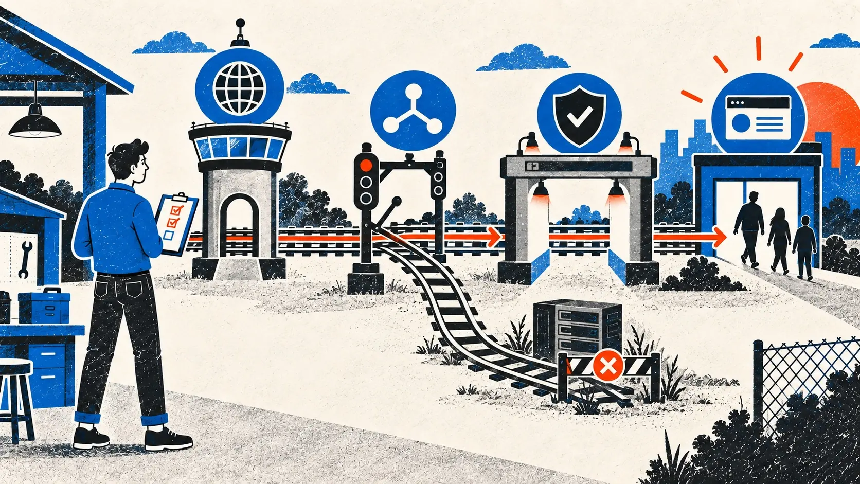 A founder traces one custom-domain route through authoritative DNS, routing, certificate, and website gates while closing a stale branch.