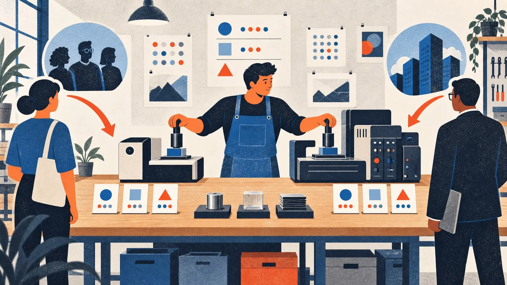 A founder applies the same tests to two credible machines and directs different buyers toward the product that fits each one's needs.